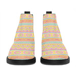 Pastel Aztec Tribal Pattern Print Flat Ankle Boots