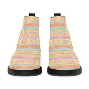 Pastel Aztec Tribal Pattern Print Flat Ankle Boots