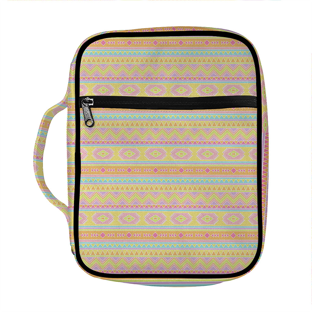 Pastel Aztec Tribal Pattern Print Front Pocket Bible Bag