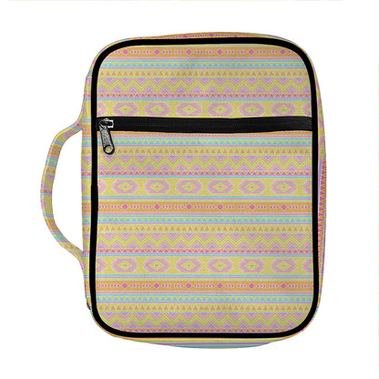 Pastel Aztec Tribal Pattern Print Front Pocket Bible Bag