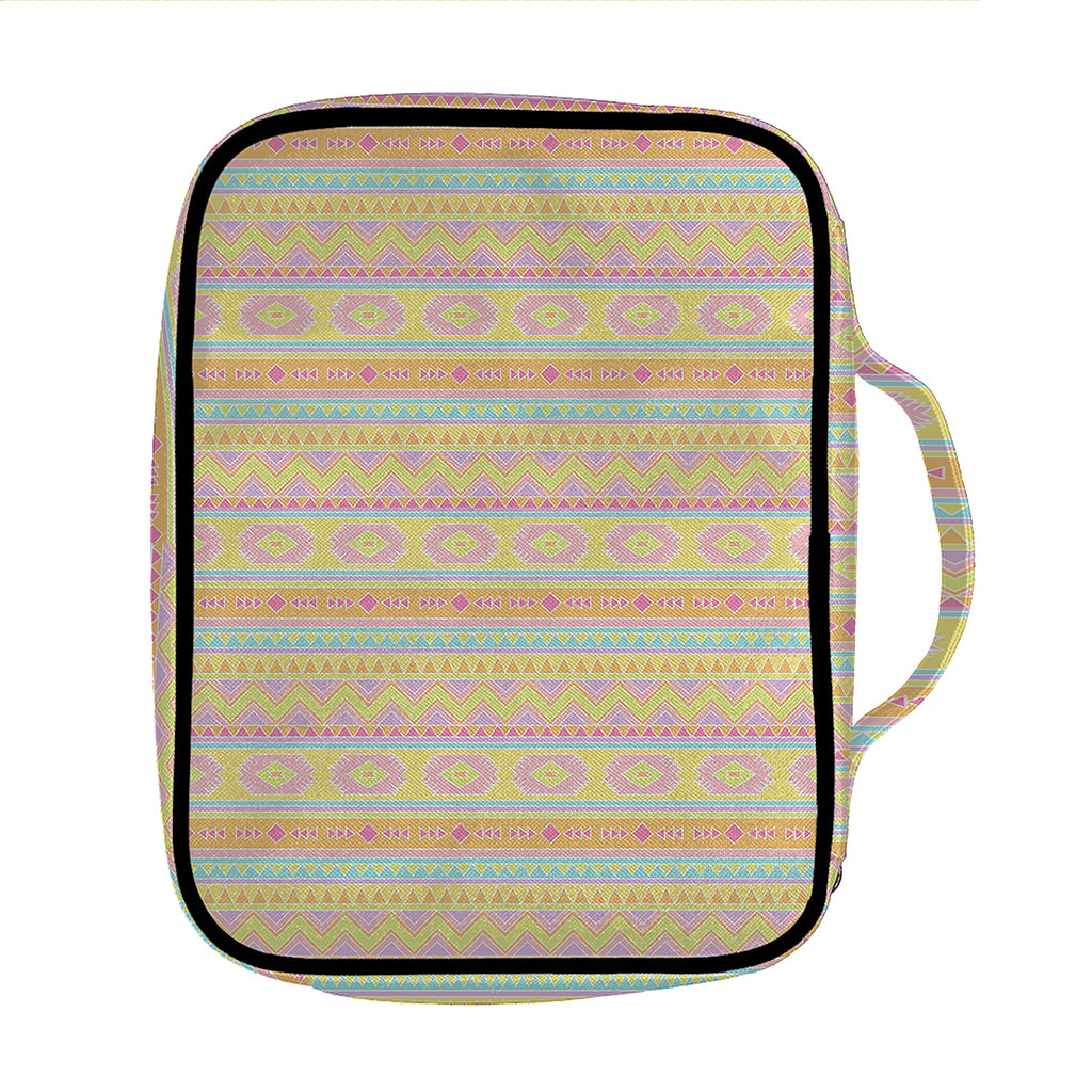 Pastel Aztec Tribal Pattern Print Front Pocket Bible Bag