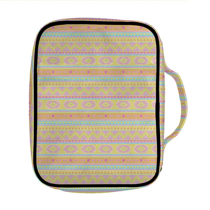Pastel Aztec Tribal Pattern Print Front Pocket Bible Bag