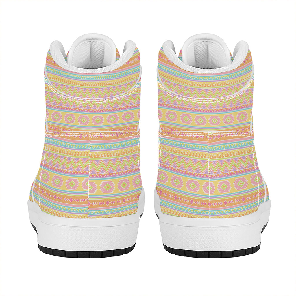 Pastel Aztec Tribal Pattern Print High Top Leather Sneakers