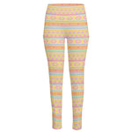 Pastel Aztec Tribal Pattern Print High-Waisted Pocket Leggings