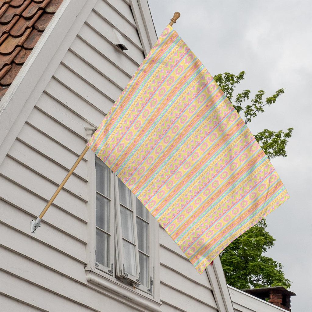 Pastel Aztec Tribal Pattern Print House Flag