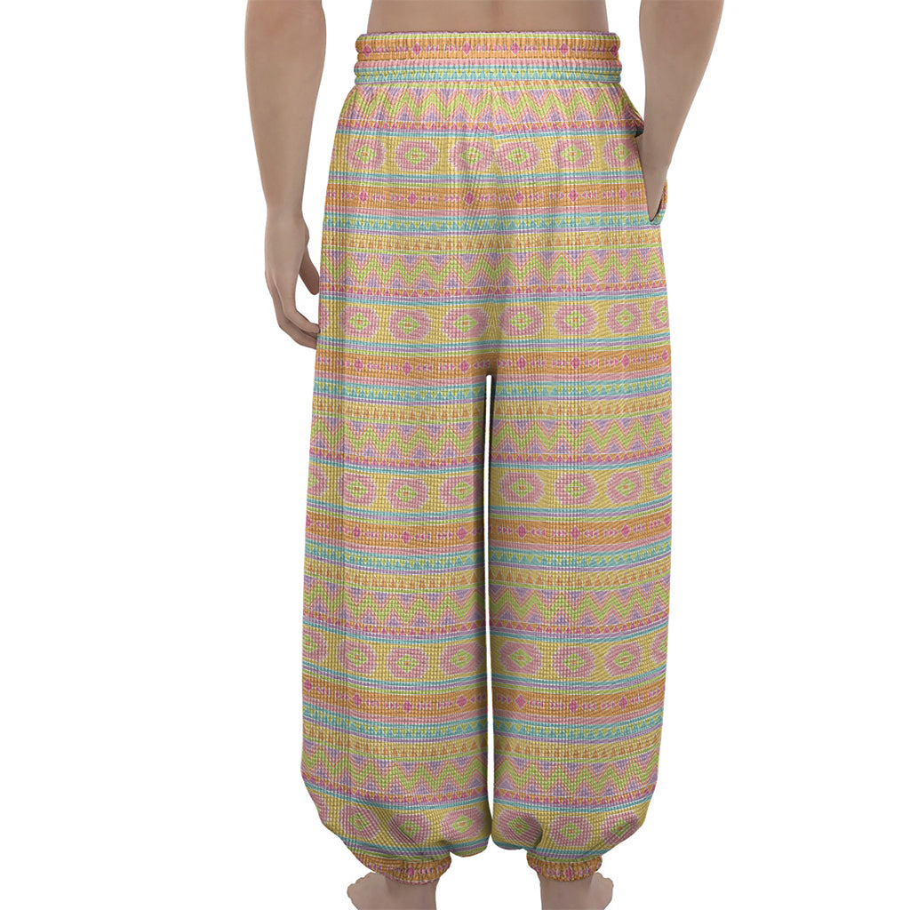 Pastel Aztec Tribal Pattern Print Lantern Pants