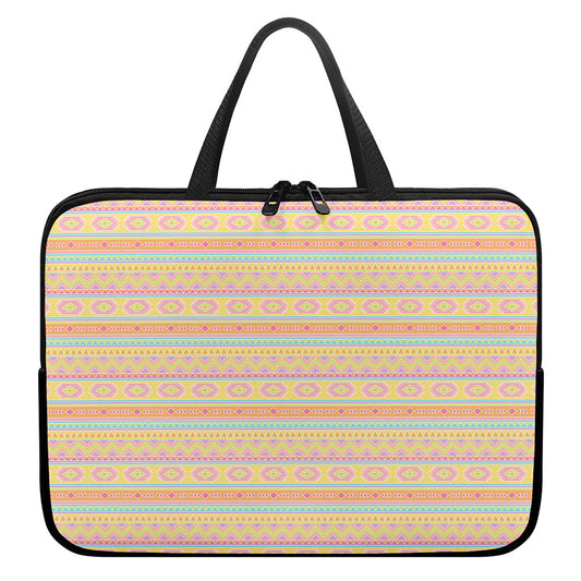 Pastel Aztec Tribal Pattern Print Laptop Sleeve With Handle