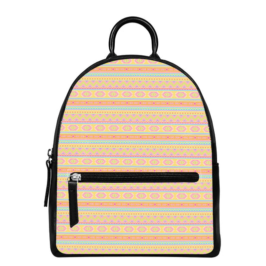 Pastel Aztec Tribal Pattern Print Leather Backpack