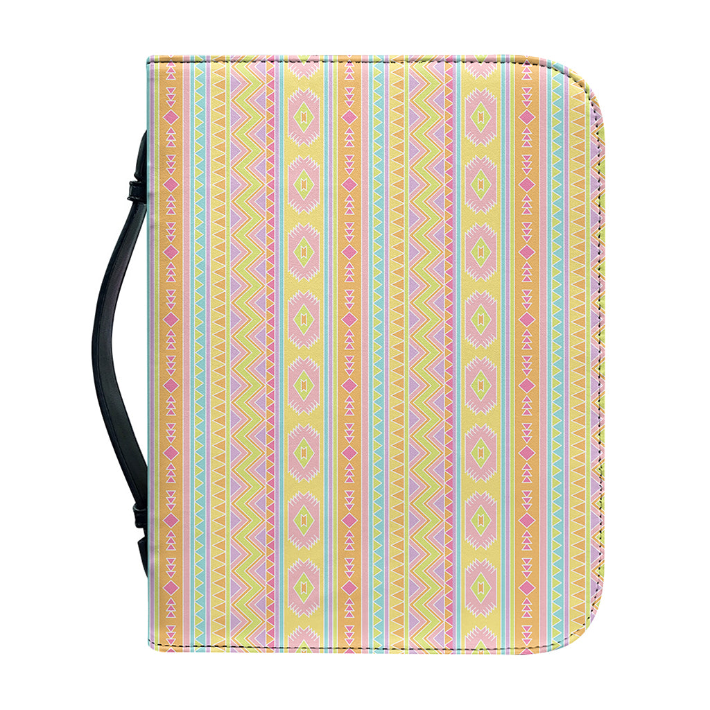 Pastel Aztec Tribal Pattern Print Leather Bible Cover