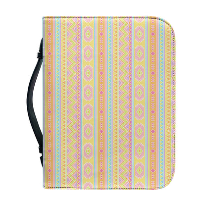Pastel Aztec Tribal Pattern Print Leather Bible Cover