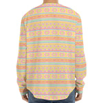 Pastel Aztec Tribal Pattern Print Long Sleeve Baseball Jersey