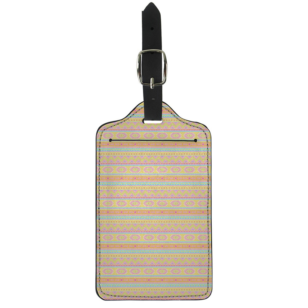 Pastel Aztec Tribal Pattern Print Luggage Tag