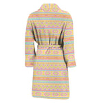 Pastel Aztec Tribal Pattern Print Men's Bathrobe