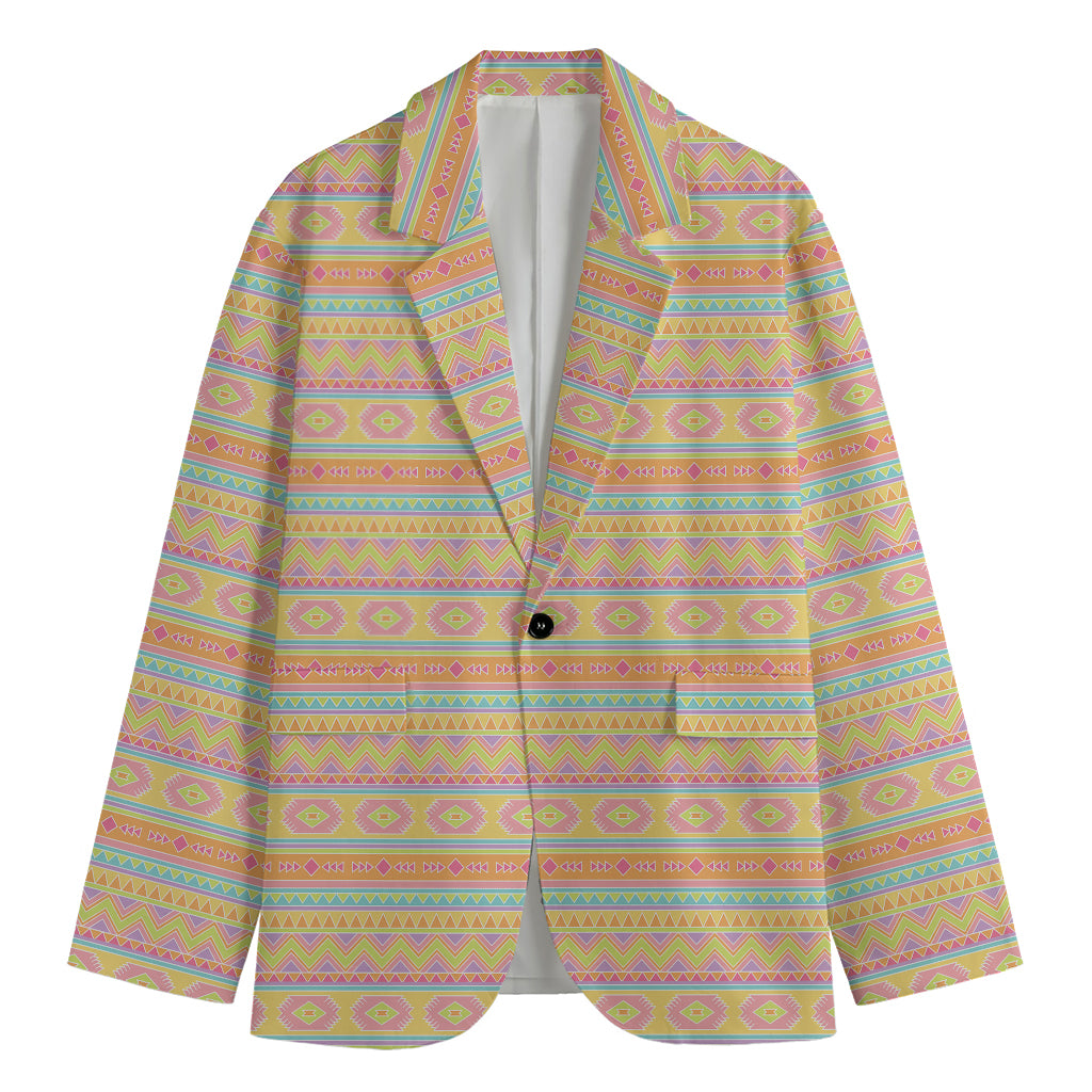 Pastel Aztec Tribal Pattern Print Men's Blazer