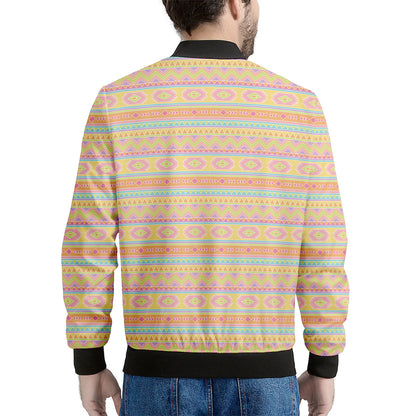 Pastel Aztec Tribal Pattern Print Men's Bomber Jacket