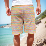 Pastel Aztec Tribal Pattern Print Men's Cargo Shorts