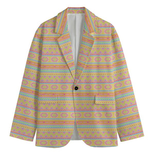 Pastel Aztec Tribal Pattern Print Men's Cotton Blazer