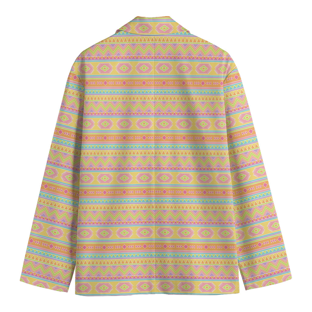 Pastel Aztec Tribal Pattern Print Men's Cotton Blazer