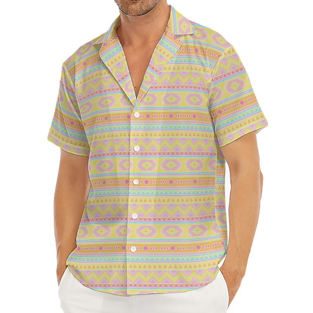 Pastel Aztec Tribal Pattern Print Men's Deep V-Neck Shirt