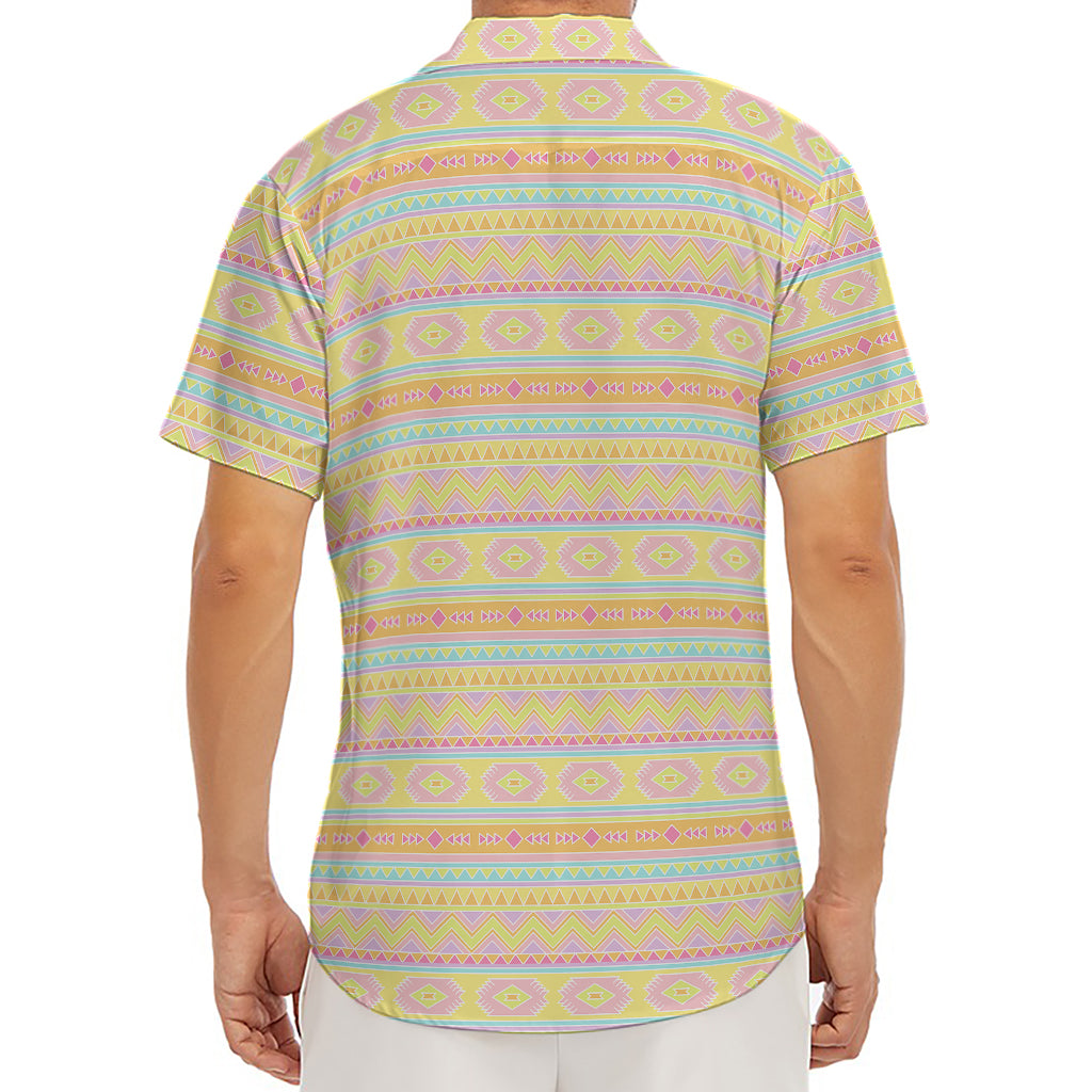 Pastel Aztec Tribal Pattern Print Men's Deep V-Neck Shirt