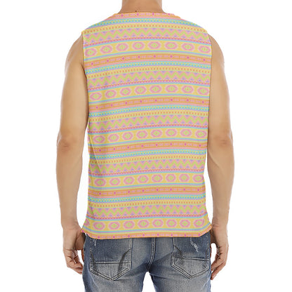 Pastel Aztec Tribal Pattern Print Men's Fitness Tank Top