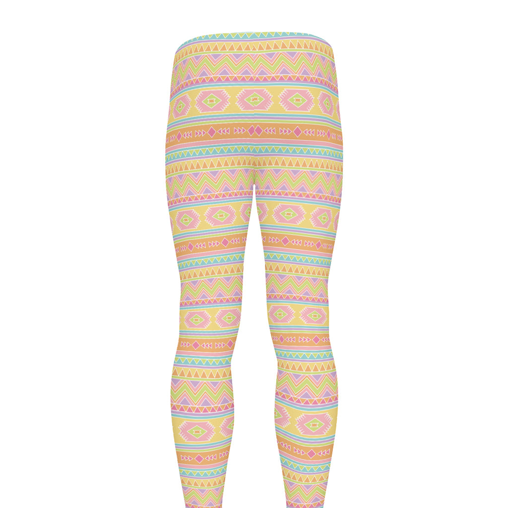 Pastel Aztec Tribal Pattern Print Men's leggings
