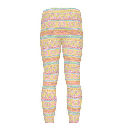 Pastel Aztec Tribal Pattern Print Men's leggings