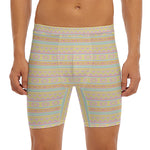Pastel Aztec Tribal Pattern Print Men's Long Boxer Briefs