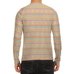 Pastel Aztec Tribal Pattern Print Men's Long Sleeve Rash Guard