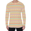 Pastel Aztec Tribal Pattern Print Men's Long Sleeve T-Shirt