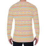 Pastel Aztec Tribal Pattern Print Men's Long Sleeve T-Shirt