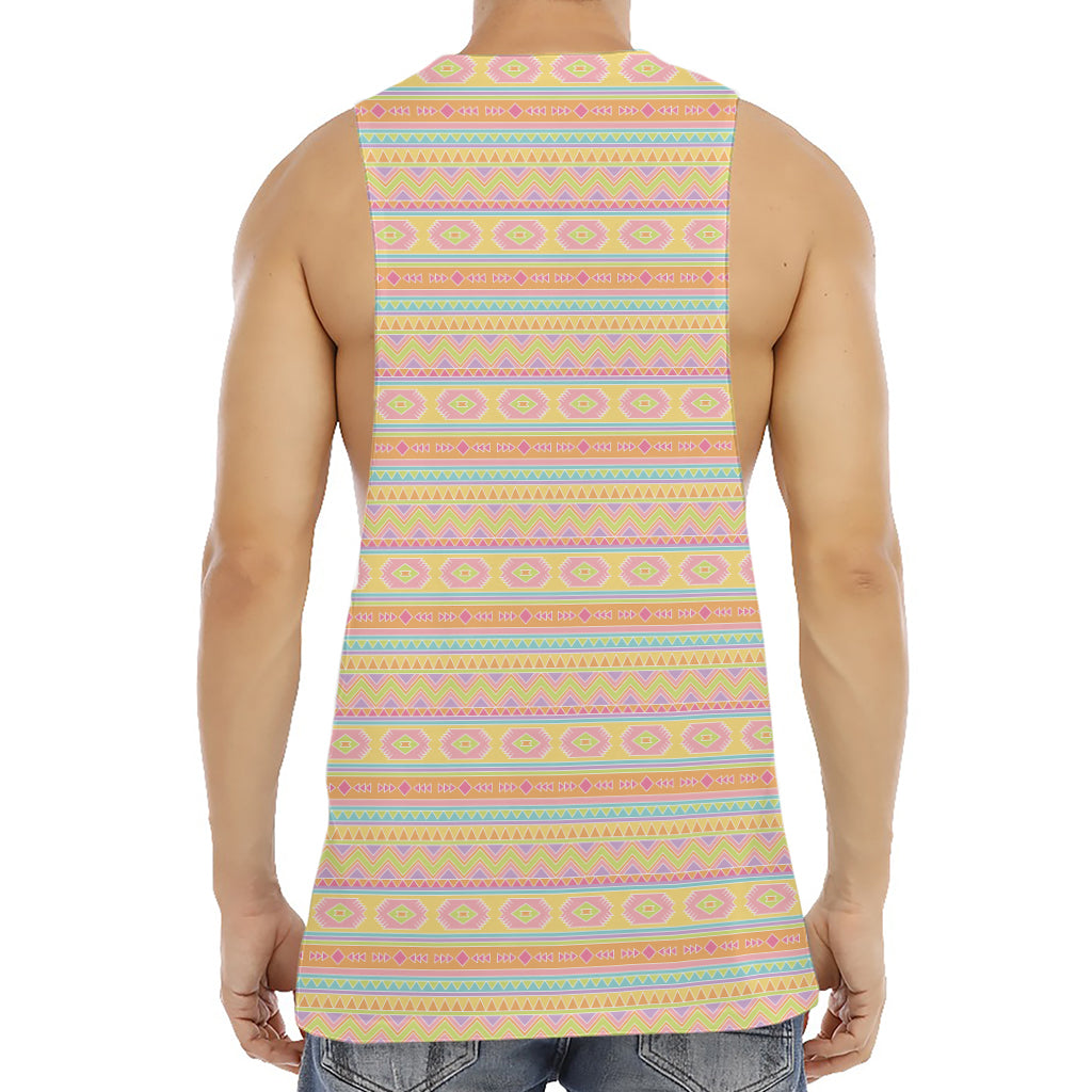 Pastel Aztec Tribal Pattern Print Men's Muscle Tank Top