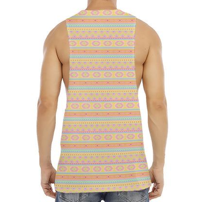 Pastel Aztec Tribal Pattern Print Men's Muscle Tank Top