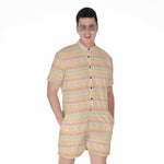 Pastel Aztec Tribal Pattern Print Men's Rompers