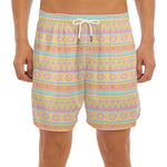 Pastel Aztec Tribal Pattern Print Men's Split Running Shorts