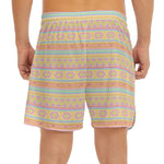 Pastel Aztec Tribal Pattern Print Men's Split Running Shorts