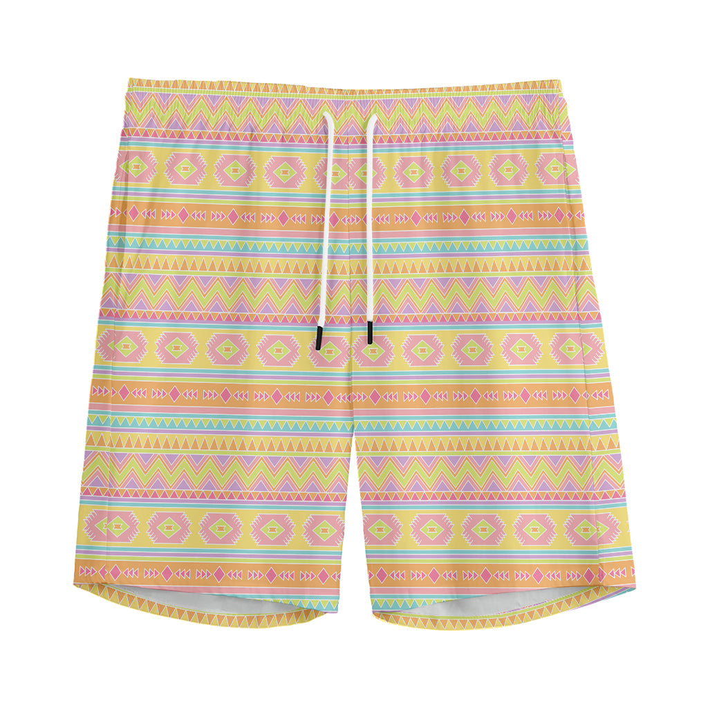 Pastel Aztec Tribal Pattern Print Men's Sports Shorts