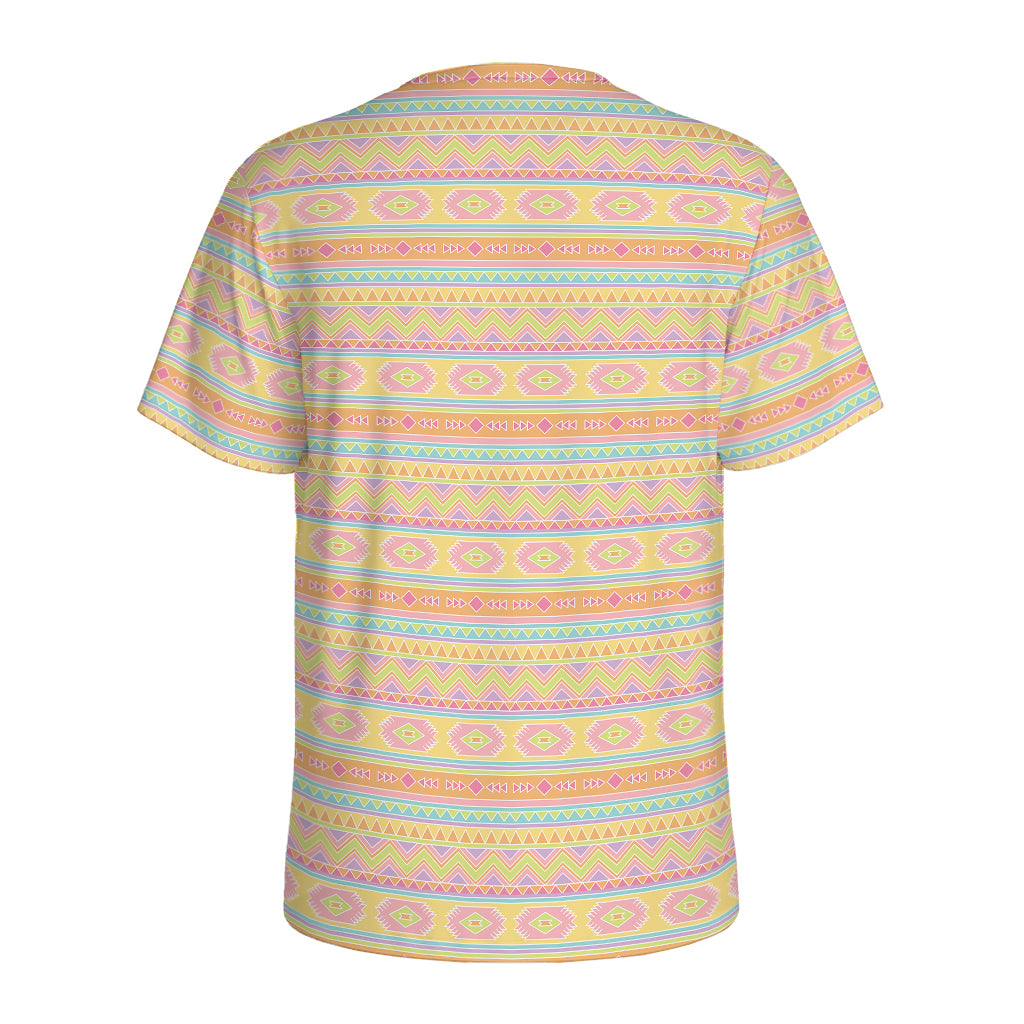 Pastel Aztec Tribal Pattern Print Men's Sports T-Shirt