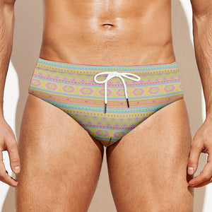 Pastel Aztec Tribal Pattern Print Men's Swim Briefs