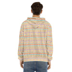 Pastel Aztec Tribal Pattern Print Men's Velvet Pullover Hoodie