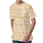 Pastel Aztec Tribal Pattern Print Men's Velvet T-Shirt