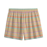 Pastel Aztec Tribal Pattern Print Mesh Shorts