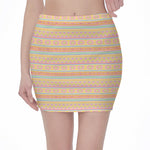 Pastel Aztec Tribal Pattern Print Pencil Mini Skirt