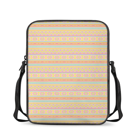 Pastel Aztec Tribal Pattern Print Rectangular Crossbody Bag