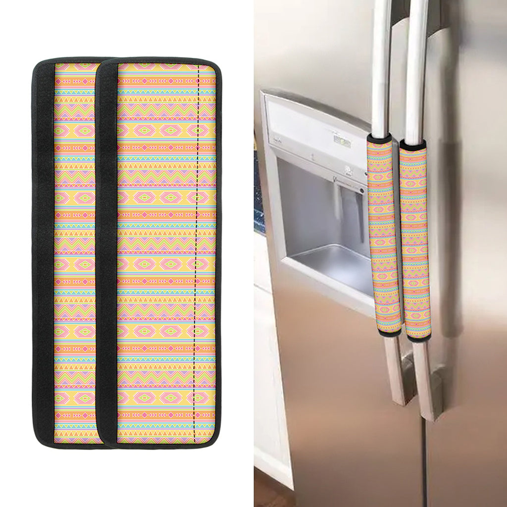 Pastel Aztec Tribal Pattern Print Refrigerator Handle Covers