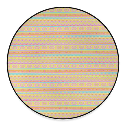 Pastel Aztec Tribal Pattern Print Round Floor Mat