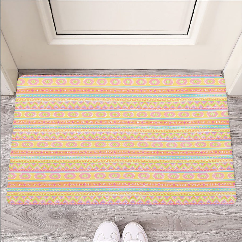 Pastel Aztec Tribal Pattern Print Rubber Doormat