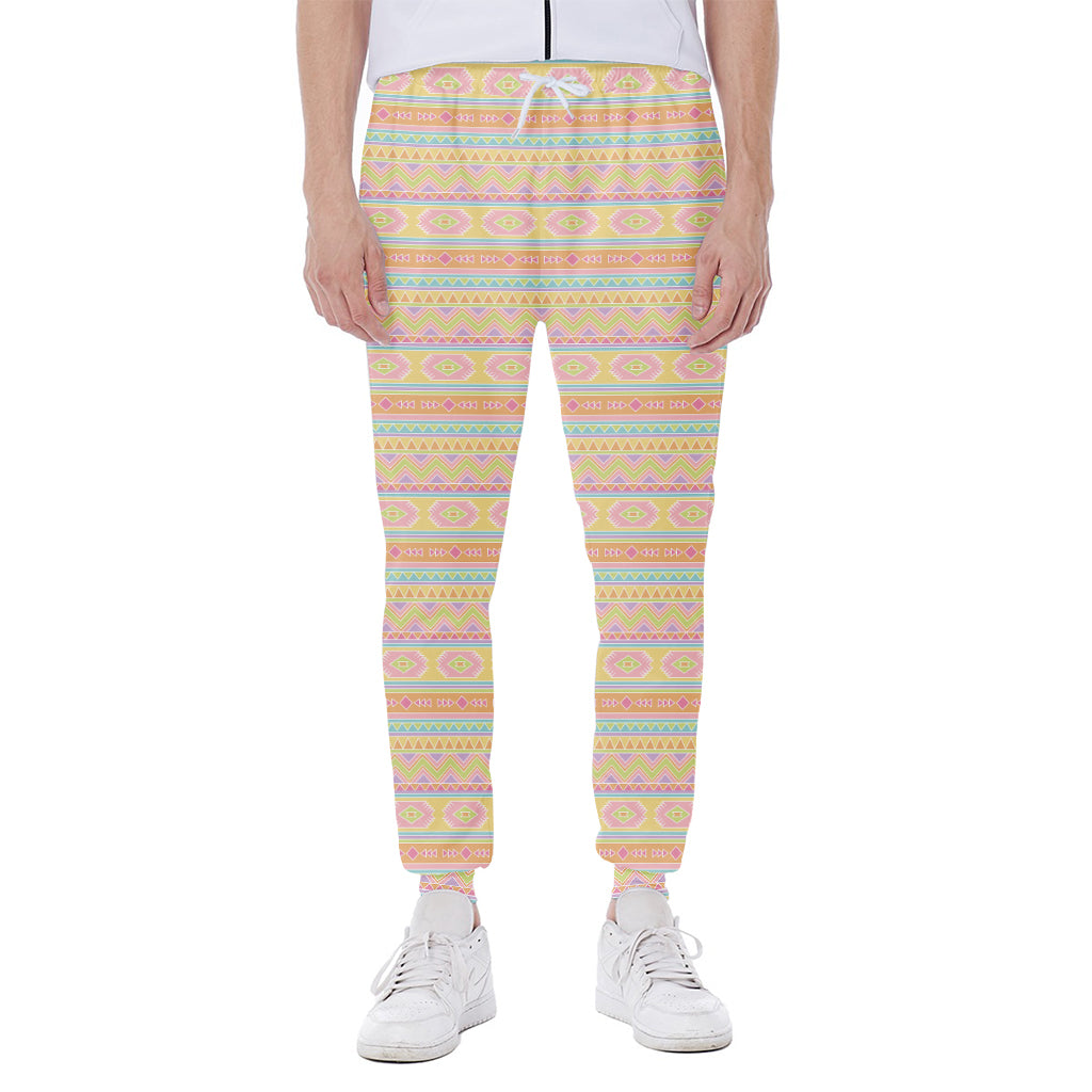 Pastel Aztec Tribal Pattern Print Scuba Joggers