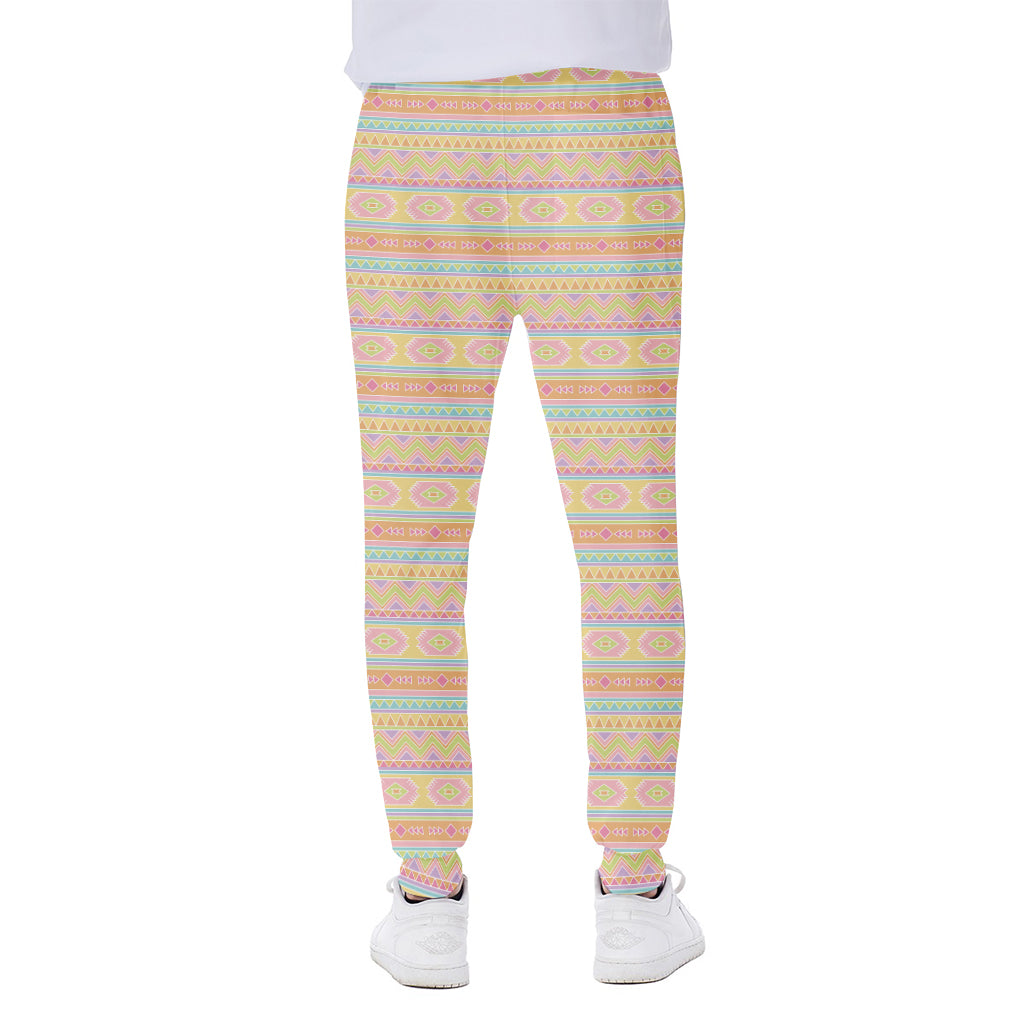 Pastel Aztec Tribal Pattern Print Scuba Joggers