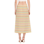 Pastel Aztec Tribal Pattern Print Side Slit Midi Skirt